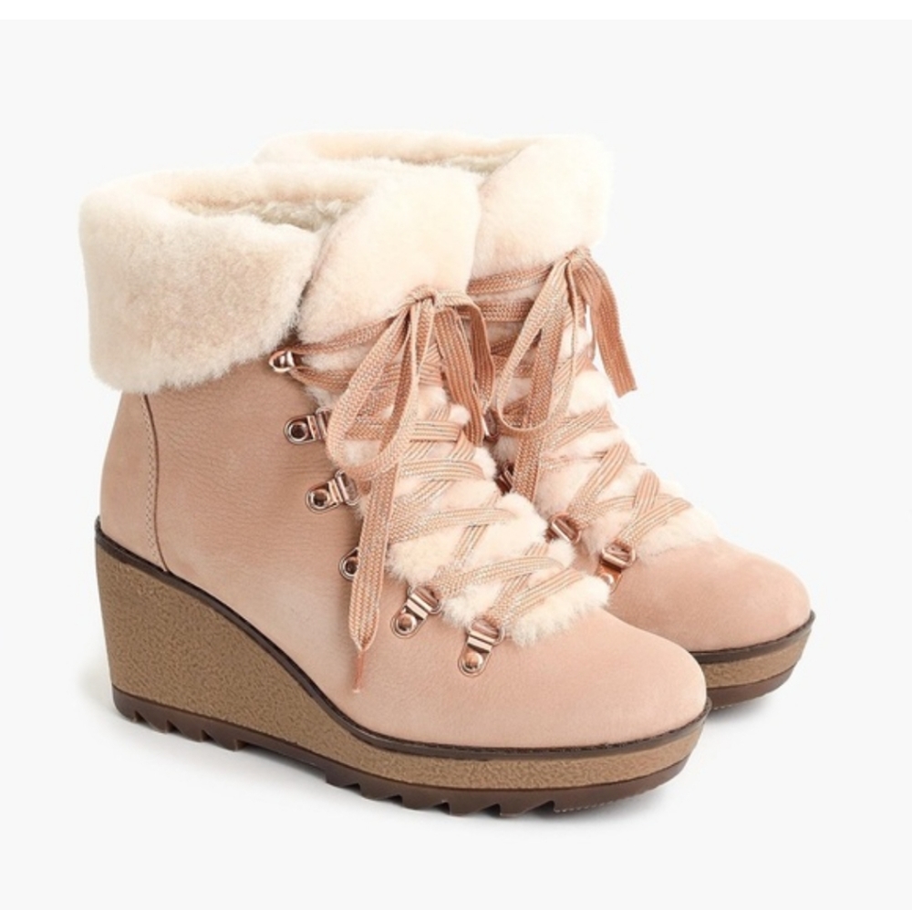 J.Crew Nordic Wedge Boot Subtle Pink 9 NWOB Blogger Favorite - Picture 2 of 9